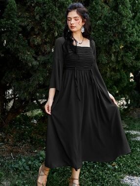 Scarlet Darkness Dress Small Black Chiffon Gothic Dark Fairy Vampire Renaissance